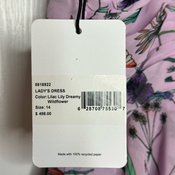 NWT AMUR Acacia Lilac Lily Wildflower Floral Tie Strap Ruffle Dress Size 14 - Picture 11 of 11